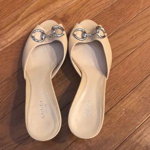 Gucci open toe kitten heel mules